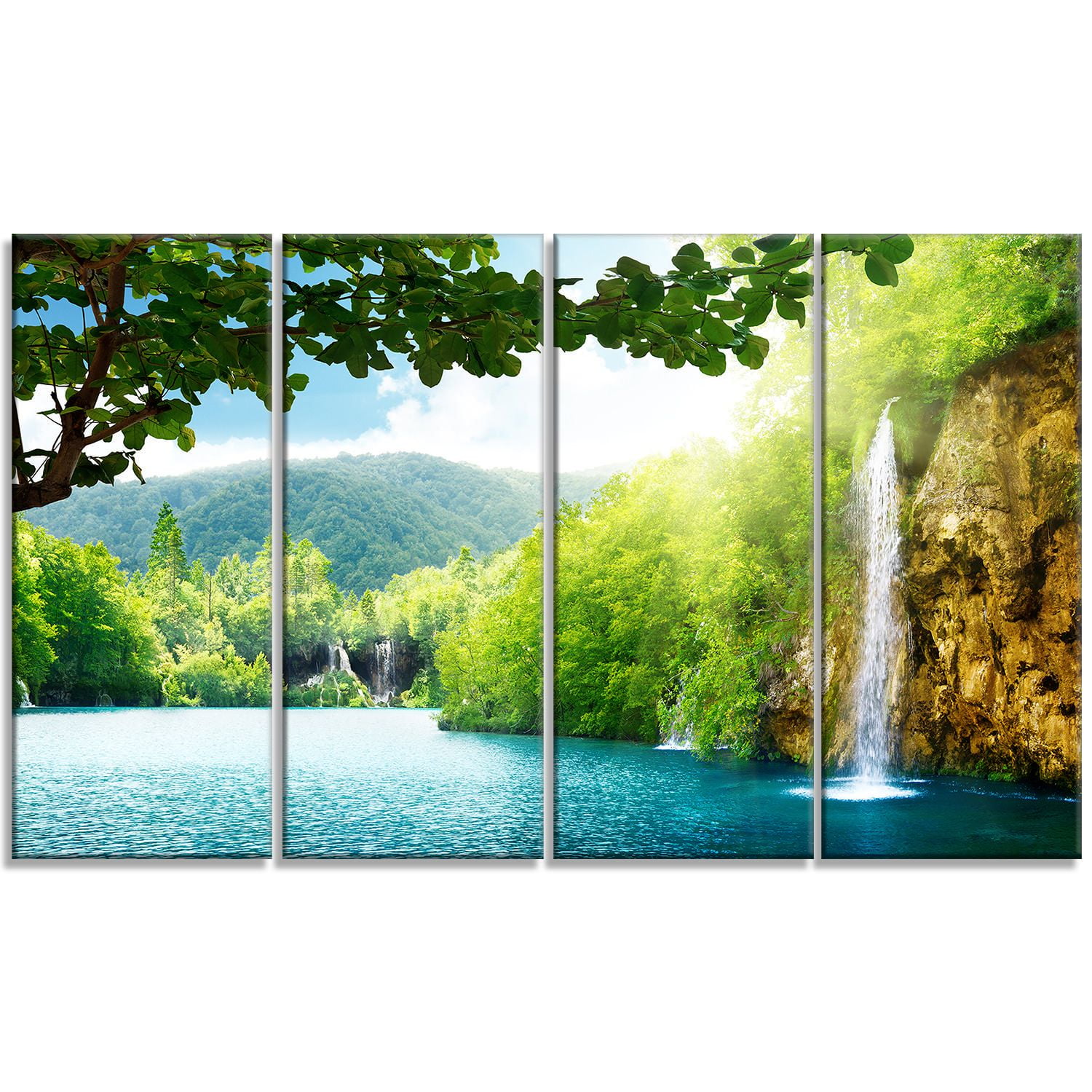Tableau sur toile imprimée Design Art Photographie paysage Chute d'eau en forêt profonde