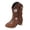 Brown, variant on Wxirdiow Toddler Little Boys Girls Cowboy Boots Children's Girls' Cowboy Boots Leather Mid Calf Outer Wear Fashionable Casual Slip Thick Heel Embroidered Boots Silver Size,8-9 Years