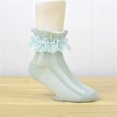 thumbnail image 1 of RXIRUCGD 3PC Children's Lace Lace Girls' Socks Cotton Mesh Princess Socks Cute Mid Length Socks( Green, Size:M ), 1 of 3