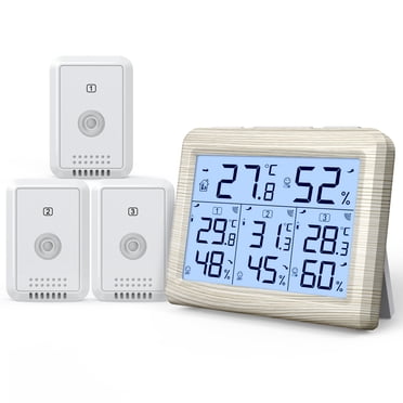 ORIA Thermomètre Intérieur Extérieur avec 3 Capteurs Sans Fil, Hygromètre Thermomètre Numérique, Gris