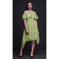 thumbnail image 4 of Bimba Robe Droite Évasée à Épaules Dénudées pour Femmes à Volants devant Imprimée Oiseau Vert - XXX-Large, 4 of 6