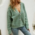 thumbnail image 1 of Ruimatai Women's V-Neck Solid Color Button Long Sleeve Knitted Sweater Cardigan, 1 of 8