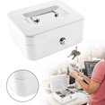 thumbnail image 2 of Metal Lock Box with Key, Cash Box with Removable Tray for Money Storage, Home Office Safe, Small Business Use, Durable Security Organizer White, 2 of 8
