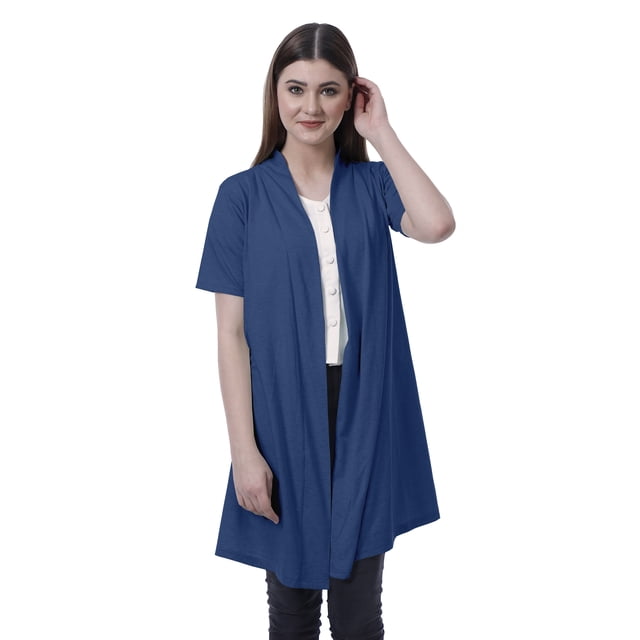 Moomaya Womens Half Sleeve Shrug Open Front Long Cardigan Lightweight Summer Fit