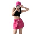 thumbnail image 2 of kurtrusly Shorts Jupes Robes Décontractées Unies à Cordon Mini Ligne A Mode Taille Haute Été Style Coréen pour Sports Rose Rouge 2TG, 2 of 7
