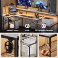thumbnail image 4 of Bestier 71 inch L-Shaped Gaming Desk with Power Outlets LED Computer Office Table with Monitor Stand & Storage Shelf in Grey, 4 of 6