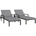 thumbnail image 1 of Outsunny 2 Pcs Chaises Longues de Patio en Osier avec Roues - Ensemble de 2, Gris, 1 of 10