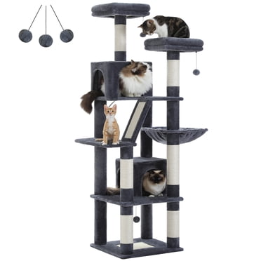 PAWZ Road 71" Large Cat Tree Multi-Level Cat Tower with 6 Scratching Posts for Indoor Pet Dark Gray