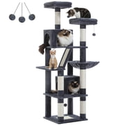 PAWZ Road 71" Large Cat Tree Multi-Level Cat Tower with 6 Scratching Posts for Indoor Pet Dark Gray