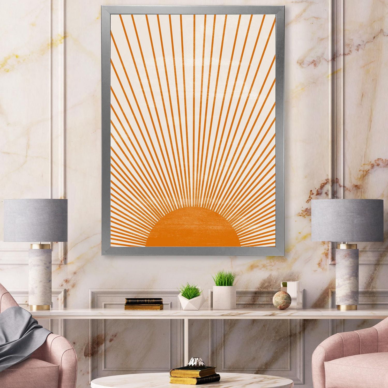 Designart Imprimé soleil orange III Art mural encadré