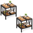 thumbnail image 1 of Gymax 2PCS Outdoor Side Table 2-Tier Coffee End Table w/ 1.57'' Umbrella Hole Storage Shelf, 1 of 10