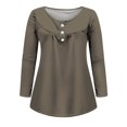 thumbnail image 4 of Yuyuzo Womens Fall Shirts Long Sleeve Casual Scoop Neck Buttons Ruffled Tunic Tops Flowy Blouses, 4 of 6