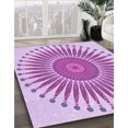 thumbnail image 3 of Ahgly Tapis Rond Lavable en Machine Intérieur Transitionnel Fleur Rose, 3 Pieds Rond, 3 of 7