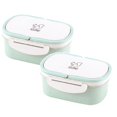 thumbnail image 1 of Oleegame 2PC Stainless Steel Cutlery Set Portable Wheat Straw Double Layer Thermal Box Lunch Containers For Adults Lunch Boxes For Kids Green, 1 of 4