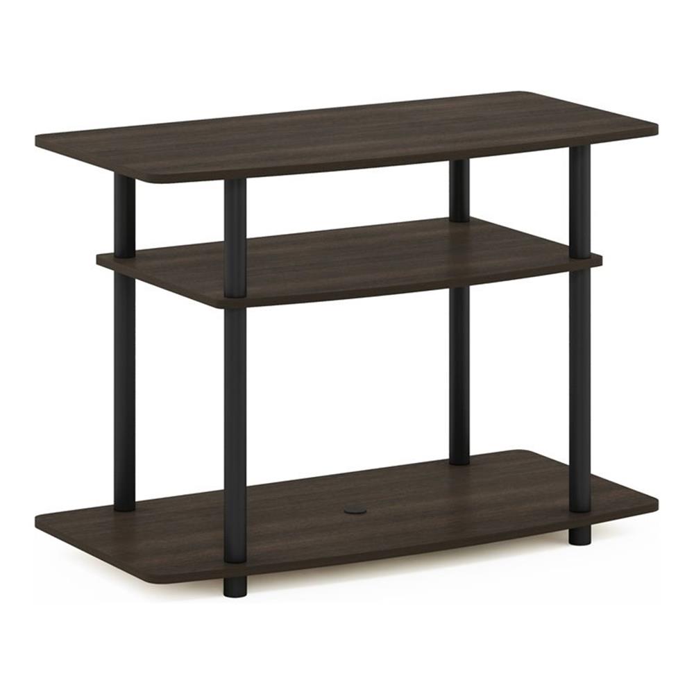 Pemberly Row Turn-N-Tube Wood TV Stand for TV up to 32" in Dark Brown/Black