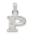 thumbnail image 1 of 925 Sterling Silver Cubic Zirconia Initial P Shaped Pendant, 1 of 1