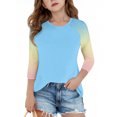 thumbnail image 2 of SERTG T-Shirt Mode Enfant Col Rond Manches 3/4 Imprimé Col Rond pour Été et Printemps 4-15 Ans (Bleu3,9 Ans), 2 of 7