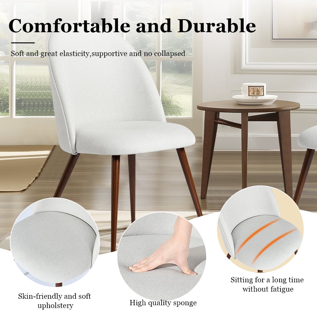 Homy Casa Lot de 2 chaises de salle à manger rembourrées à dossier haut, style moderne, beige