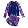 thumbnail image 1 of Luvoko Child Girls Two Piece Rash Guard Swimsuits, Long Sleeve Bathing Suit for Girls Swimming Shorts for Rash Guard with Zip Bathing Suits Woman Swimsuit with Padding Swimwear(Purple,5-6 Years), 1 of 3