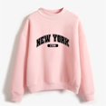 thumbnail image 4 of HNMKIU Women's Tops Autumn Winter O Neck Solid Color Printed Long Sleeve Pullover Sweatshirt, 4 of 4