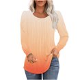 thumbnail image 2 of RXIRUCGD Haut à Manches Longues Imprimé à Col Rond Plissé Décontracté pour Femmes, Orange, Taille : TG, 2 of 8