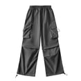thumbnail image 2 of RKSTN Womens Pants Casual New Pants Design Sense Of Casual Sports Pants Drawstring Cargo Pants Wide-leg American Style Multiple Pockets High Waisted Soft Comfortable Straight Leg Pants, 2 of 6