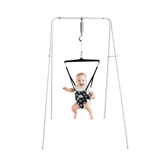 Jolly Jumper Classique avec Support Portable | ENTREPRISE FIÈREMENT CANADIENNE | Exerciseur pour Bébé Original avec Selle Safari | Intérieure et Extérieure | Se Plie à Plat pour le Rangement