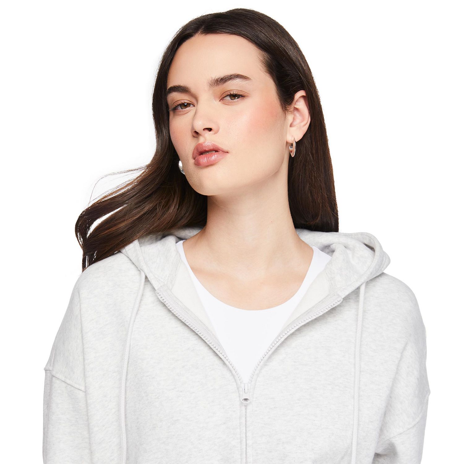 Haut à capuchon surdimensionné zippé sur la longueur No Boundaries pour femmes