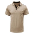 thumbnail image 1 of XZNGL Homme Manches Courtes Uni Décontracté Mode Col Rabattu Chandail Boutons T-Shirt Blouse, 1 of 1