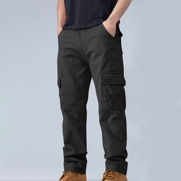 Men's Cotton Cargo Work Pants - Slim Straight-Leg Multi-Pocket Tactical Pants for Hiking, Outdoor Activities and Casual Wear