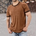 thumbnail image 4 of BOBOGOJP T Shirts pour Homme Basique Col Rond Manches Courtes T-Shirt Tee (Brun,m), 4 of 5