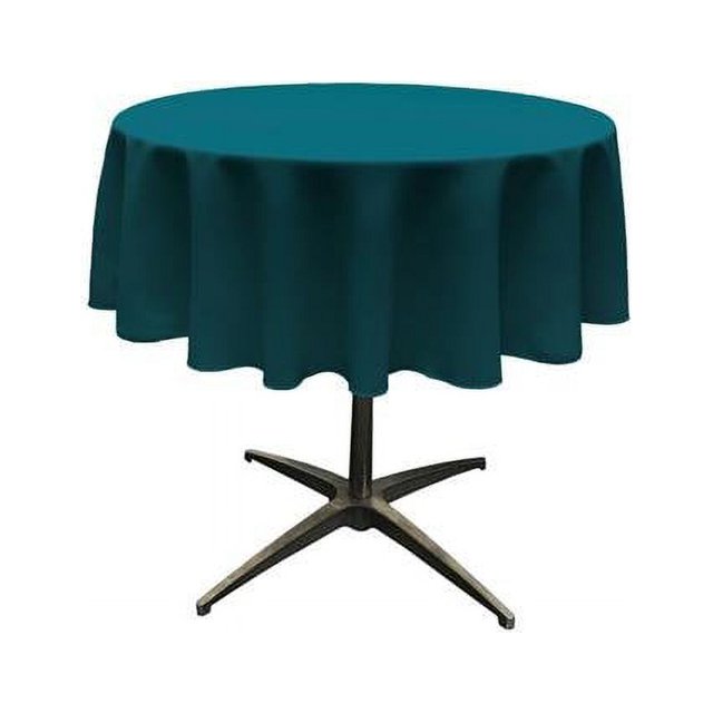 LA Linen TCpop51R-TealDrkP82 Nappe en Polyester Popeline, Bleu Sarcelle Foncé - 51 Po. Ronde