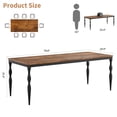 thumbnail image 4 of MIUUKA Industrial Farmhouse Dining Table,78.8"Inch Rectangular Wood Tabletop – Sturdy Curved Metal Legs – Large Kitchen, Dining Room, or Patio Furniture,Brown, 4 of 8
