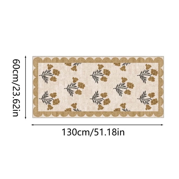 Floral Entryway Doormat with Scalloped Edge | Dirt Scraping and Sand Removal Mat | Decorative Indoor Outdoor Home Entrance Rug for Doorway Hallway