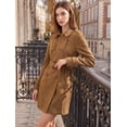 thumbnail image 2 of INSPIRE CHIC Women's Notched Lapel Double Breasted Trench Coat Jacket, 2 of 6