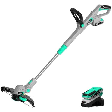 Litheli 20V Cordless String Trimmer,12-Inch Battery Powered Grass Trimmer & Wheeled Edger, Automatic Line Feed, 2.0Ah Battery and Charger, for Grass Trimming