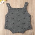thumbnail image 4 of Newborn Baby Boy Girl Sleeveless Knit Bodysuit Solid Color Button Jumpsuit Warm Clothes, 4 of 6