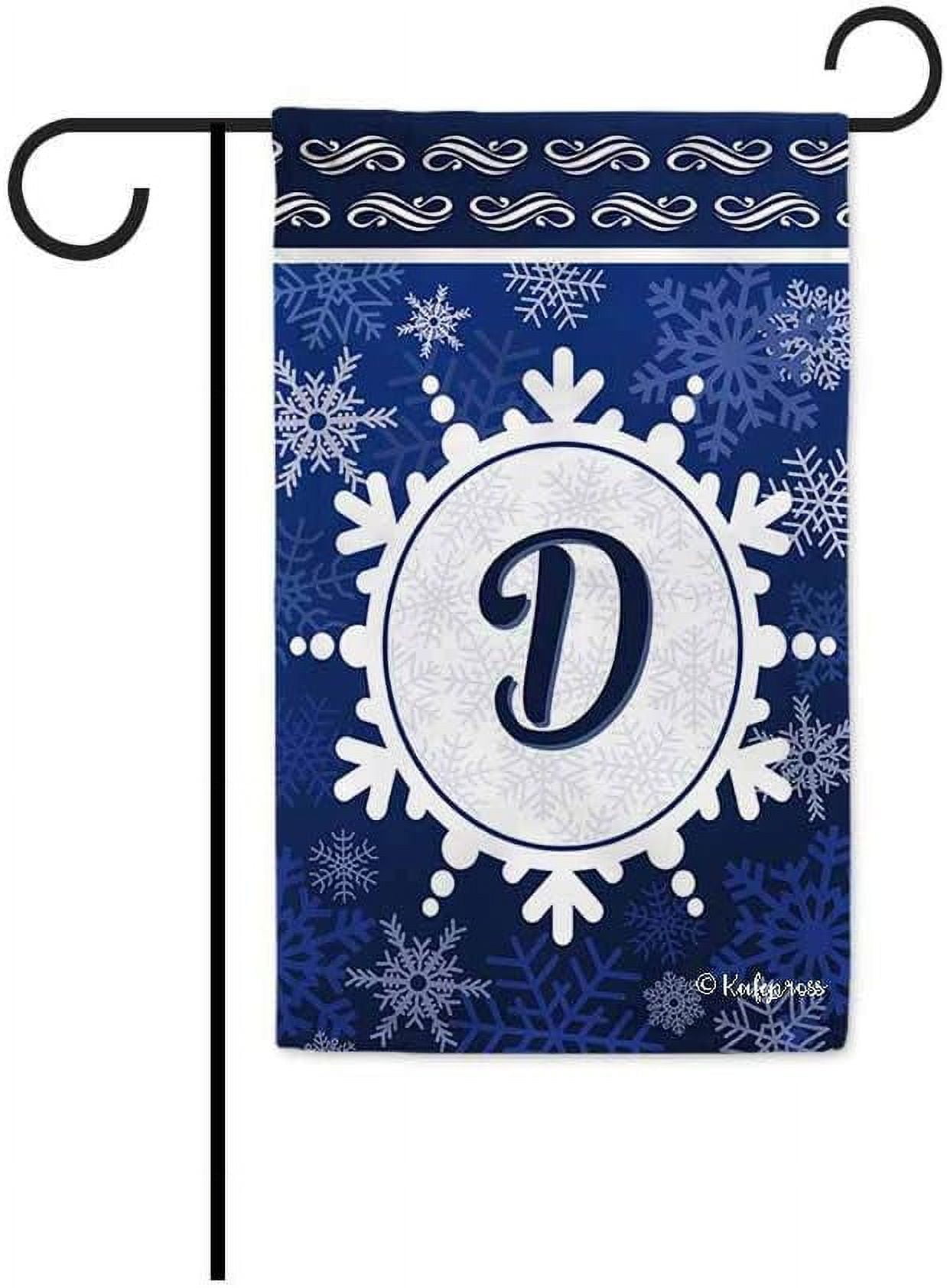 Welcome Winter Snowflake Monogram D Decorative Garden Flag Initial Letter Snow Deocr Banner for Outside 12.5X18 Inch Double Sided