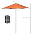 thumbnail image 3 of Outsunny Parasol de Patio 6,6 Pi, Parasol d'Extérieur avec 6 Baleines Solides, Orange, 3 of 10
