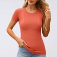 thumbnail image 2 of Hauts à Col Rond pour Femmes T-Shirt de Sport à Manches Courtes Haut de Course et de Mise en Forme Ajusté Respirant Tenue de Yoga, 2 of 9