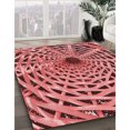 thumbnail image 3 of Ahgly Company Tapis d'Intérieur Ronds de Style Transitionnel Lavables à la Machine, Rouge Tomate, 3 Pieds Rond, 3 of 7