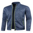 thumbnail image 3 of Men Zip Up Knit Jacket Casual Loose Stand Collar Long Sleeve Jacket, 3 of 6