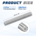 thumbnail image 2 of Uxcell 12Pack M6x35mm 316 Stainless Steel Fully All Threaded Rod Studs, 1mm Pitch, 2 of 6