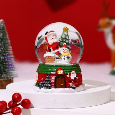 Vaidha Boule de Neige en Cristal de Noël avec Père Noël et Arbre / Déco Festive pour la Maison et le Bureau / Ornement Lumineux à Piles / Hauteur de 3,74 Pouces / Cadeau Idéal pour la Famille et les Amis