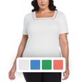 thumbnail image 2 of RAFAELLA Women's Square Neckline Short Sleeve Tee Shirt, 2 of 3