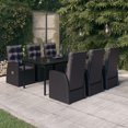 thumbnail image 1 of vidaXL 7 Piece Garden Dining Set with Cushions Black, 1 of 5