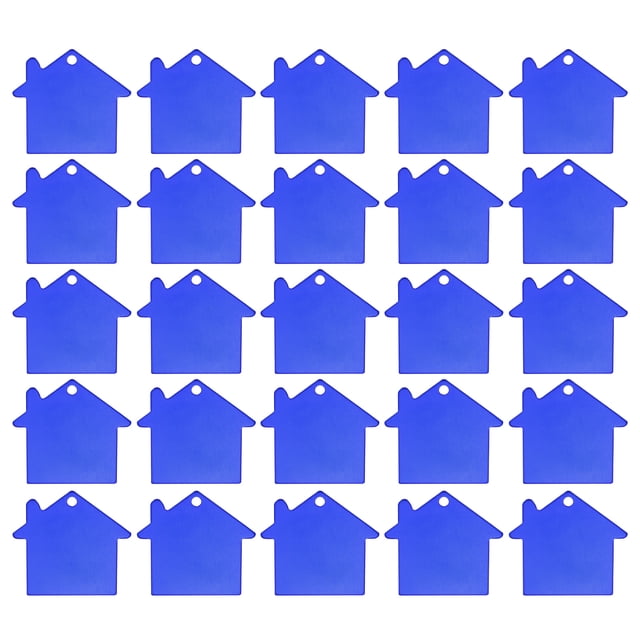 Unique Bargains House Shape Blank Tags Metal Stamping Tag Blank Dog ID Tags, Blue Engraving Tags, 25 Pack