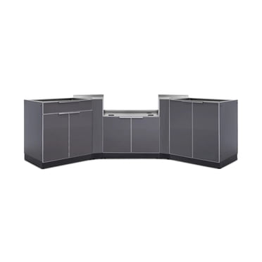 NewAge Products Armoire de Cuisine Extérieure en Aluminium, Ensemble de 5 Pcs avec 2 Portes, Bar, Gril et Armoires d'Angle