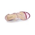 thumbnail image 4 of BLISSFUL STEP Sandale à Bout Ouvert pour Femme, Paillettes, Bride Croisée, Talon Bloc, Sandales de Bal, Rose, 8,5, 4 of 8