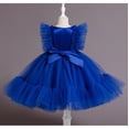 thumbnail image 4 of Robes pour Filles Perles à Volants Fleur Mariage Concours Anniversaire Soirée Tutu Robe de Fille Fleur Bleue 3-4 Ans, 4 of 4